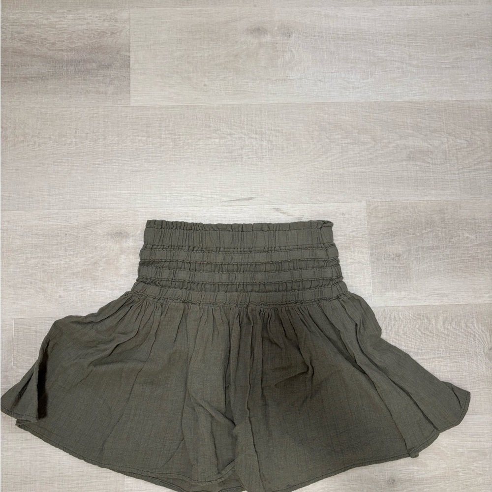 Olive Green Smocked Waist Skirt